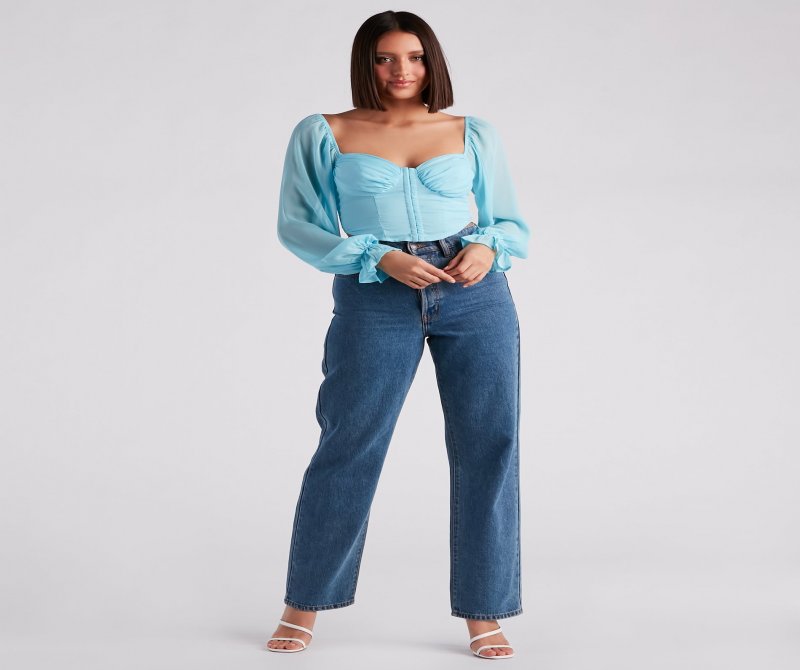 TableClothsUs Breezy Chiffon Cropped Corset Blouse