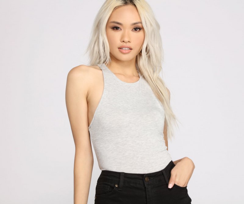 TableClothsUs Jersey-Knit Racer Back Bodysuit