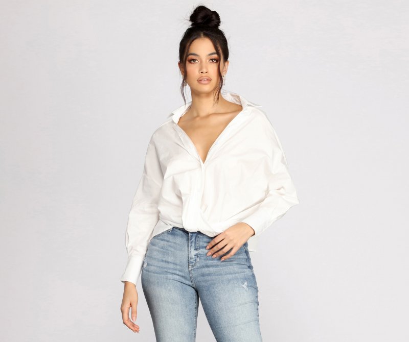 TableClothsUs Wrap Front Poplin Top