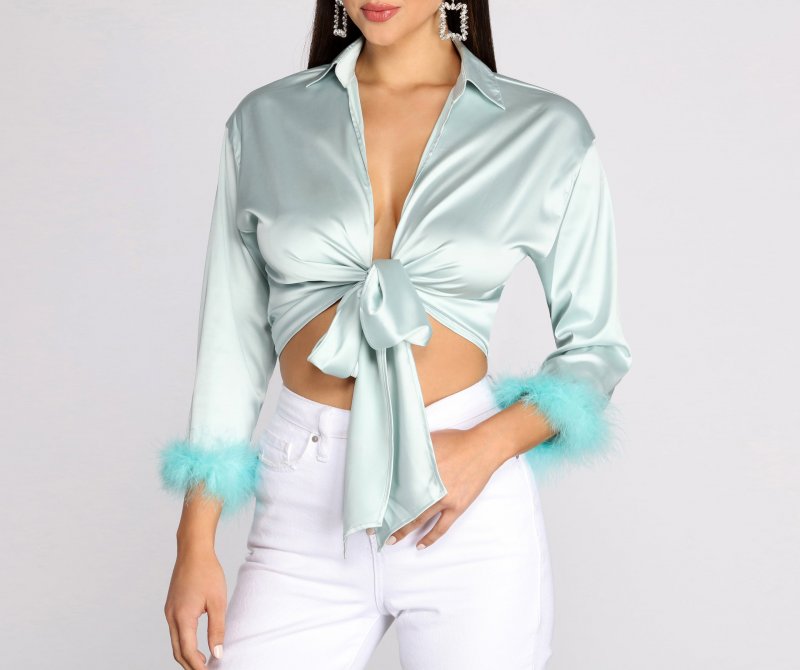 TableClothsUs Do Me A Favor Satin Crop Top