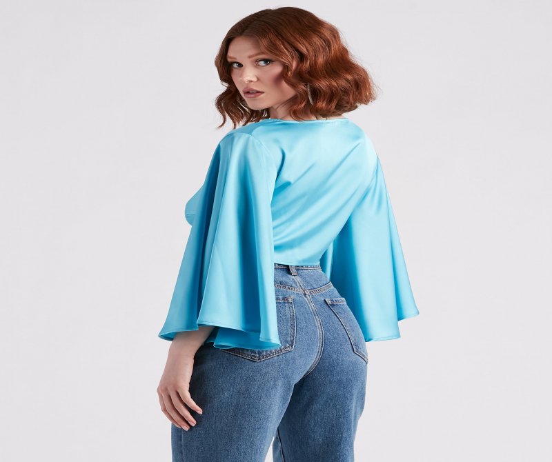 TableClothsUs Silky Chic Kimono Tie-Front Top