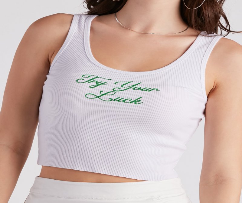 TableClothsUs Try Your Luck Cropped Graphic Tank