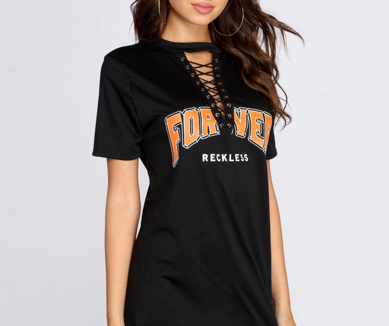 TableClothsUs Forever Reckless Lace Up Tunic