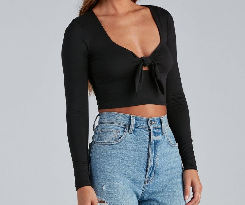 TableClothsUs Love You Knot Tie-Front Crop Top