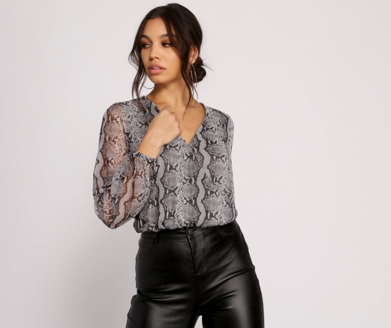 TableClothsUs Viper Vixen Snake Print Mesh Top