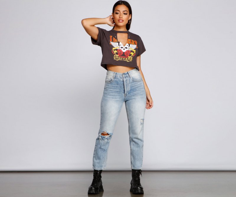 TableClothsUs Edgy Babe Cutout Crop Top