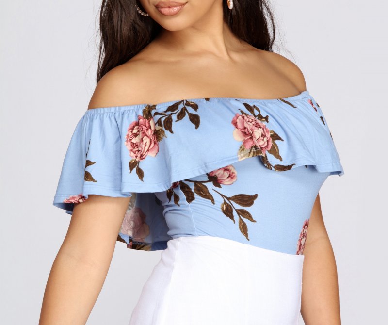 TableClothsUs Floral Moment Ruffled Bodysuit