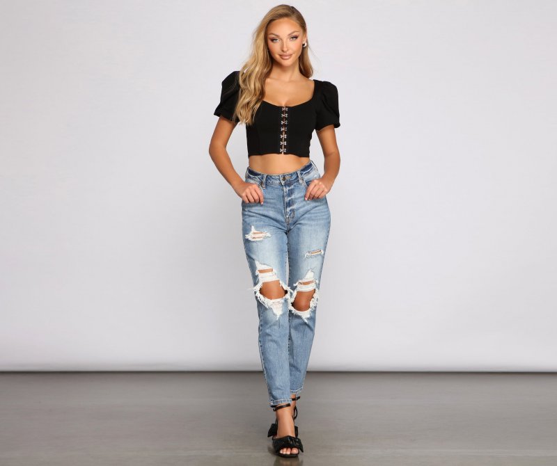 TableClothsUs Hooked On Glamour Ponte Knit Corset Top