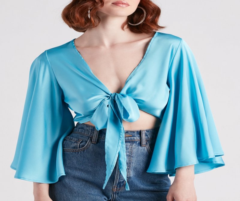 TableClothsUs Silky Chic Kimono Tie-Front Top