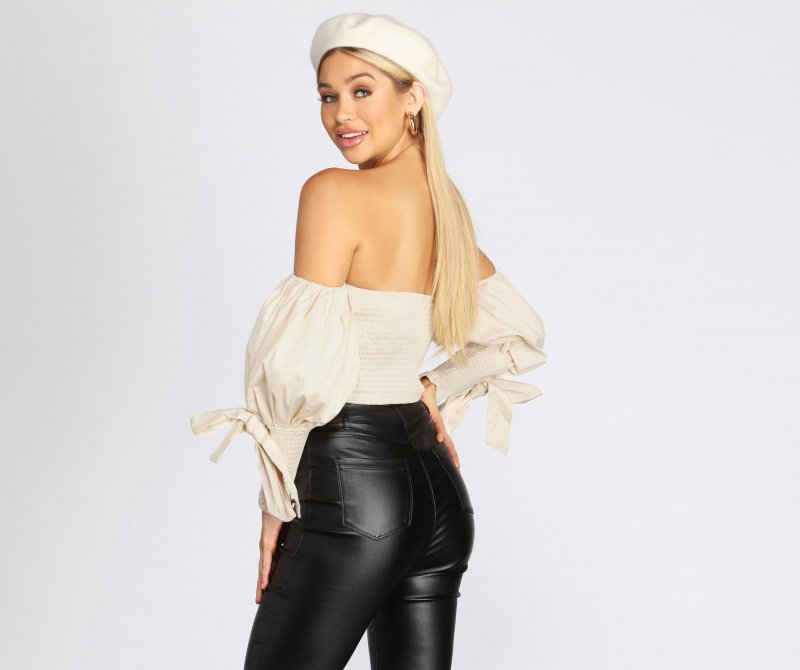 TableClothsUs Off The Shoulder Balloon Sleeve Top