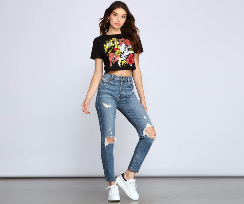 TableClothsUs Rocker-Chic Split Screen Graphic Tee