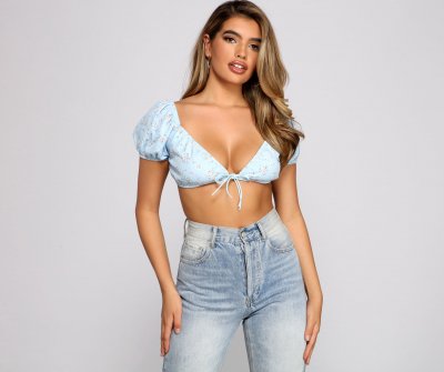 TableClothsUs All My Heart Ditsy Floral Crop Top