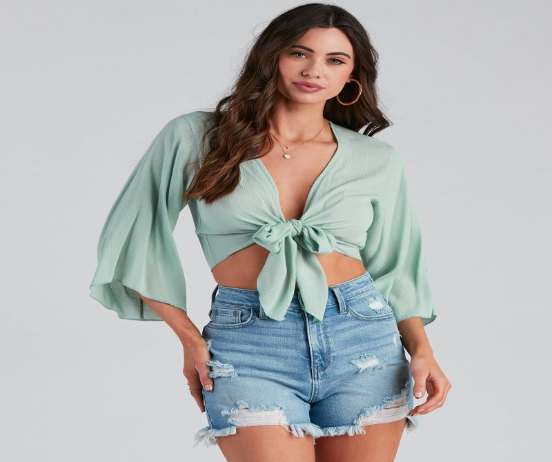 TableClothsUs Breezy Style Kimono Tie-Front Top