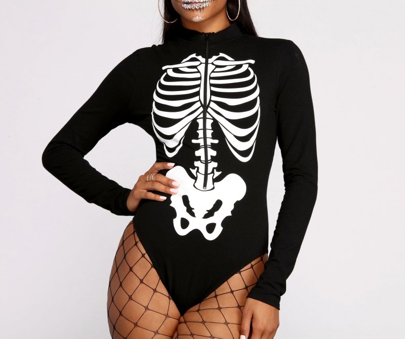 TableClothsUs Sultry Skeleton Babe Bodysuit