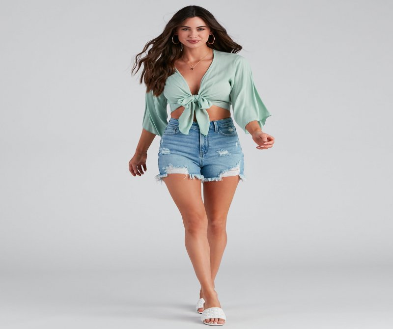 TableClothsUs Breezy Style Kimono Tie-Front Top