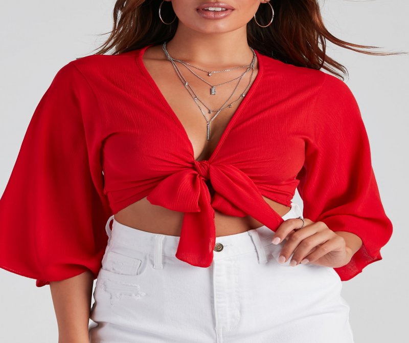 TableClothsUs Set Sail Tie-Front Crop Top