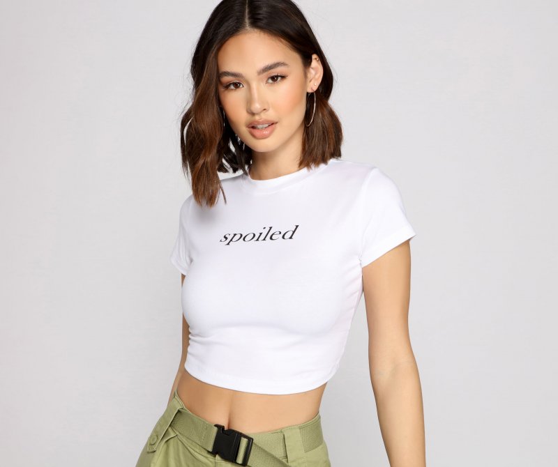 TableClothsUs Spoiled Script Crop Top