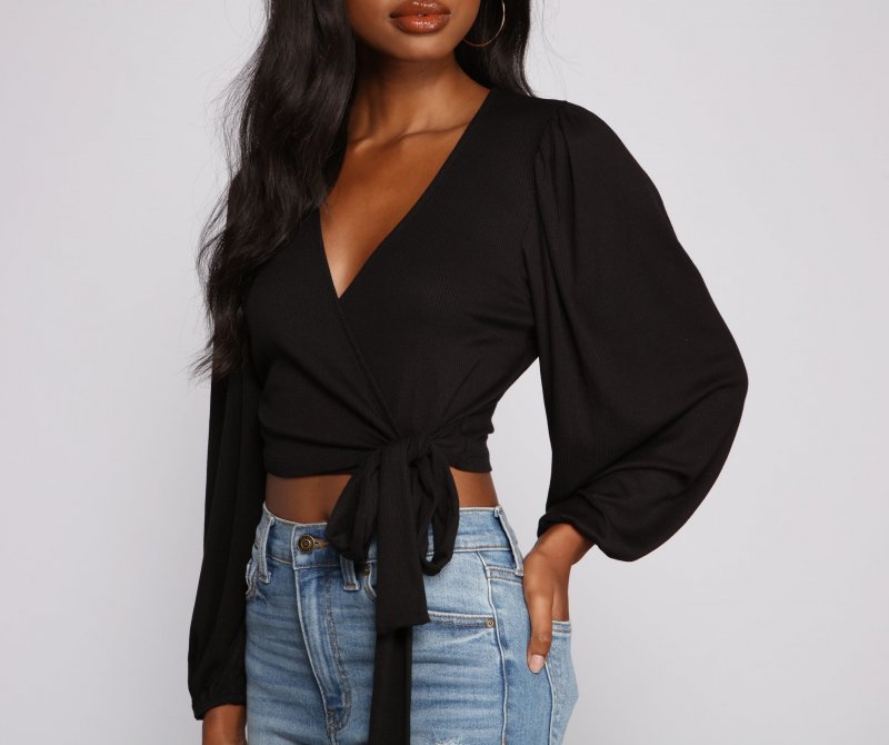 TableClothsUs Effortless Chic Wrap Front Crop Top