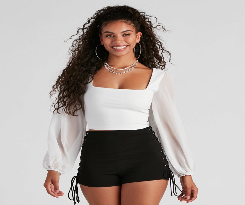 TableClothsUs Classy Chic Chiffon Crop Top