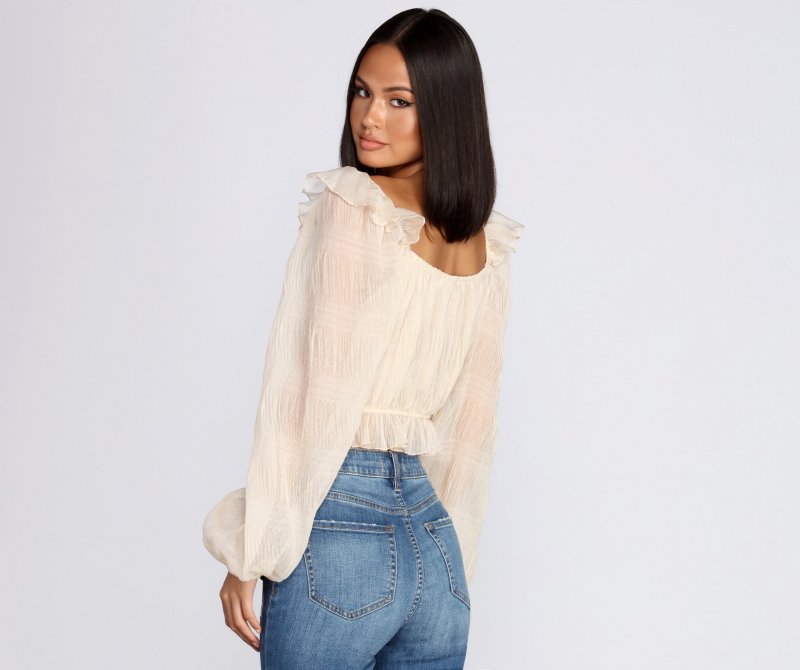 TableClothsUs Crinkle Detail Square Neck Blouse