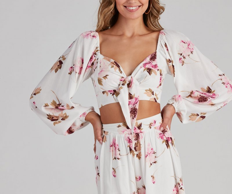 TableClothsUs Too Sweet Tie-Front Floral Top