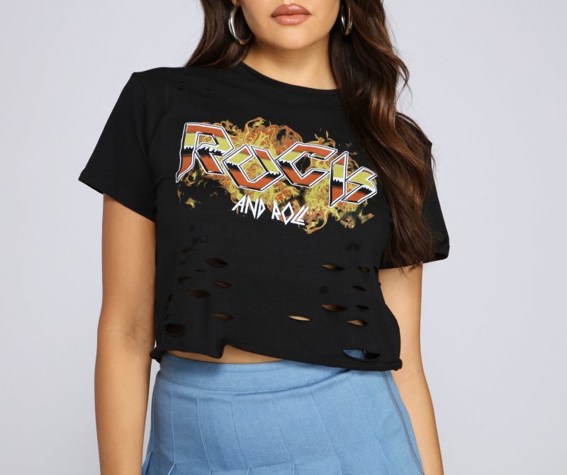 TableClothsUs Rock And Roll Cropped Tee