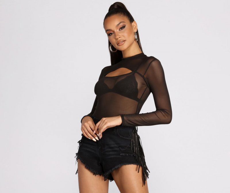 TableClothsUs Cut Out Mesh Bodysuit