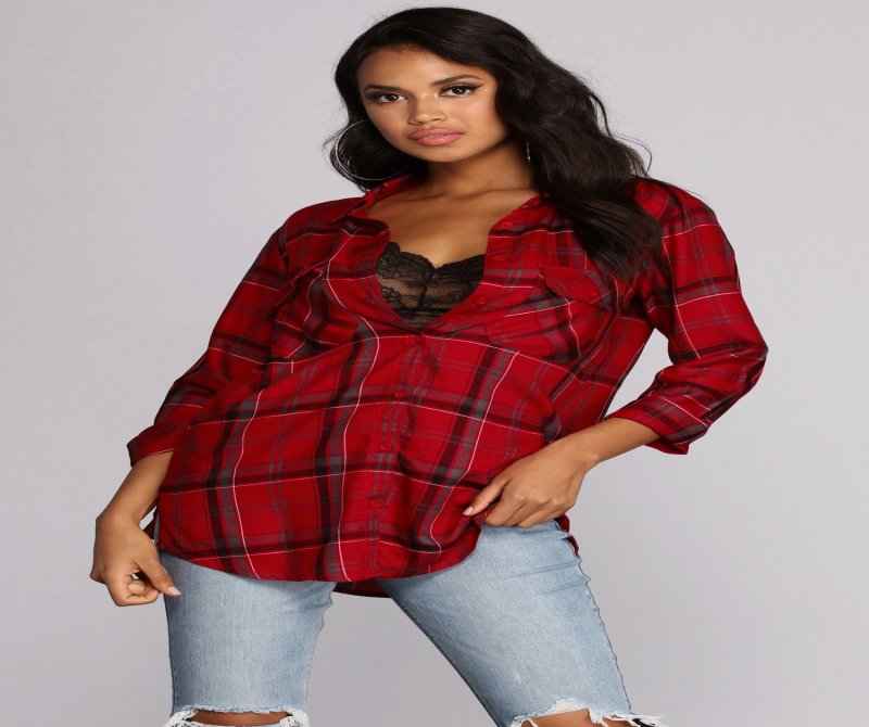 TableClothsUs Perfectly Plaid Button Up Top