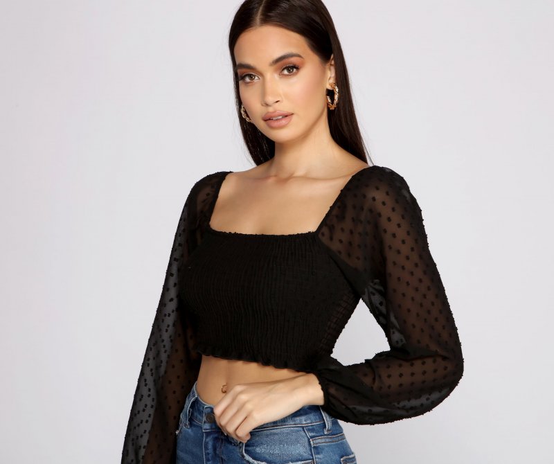 TableClothsUs Dotted Darling Smocked Crop Top