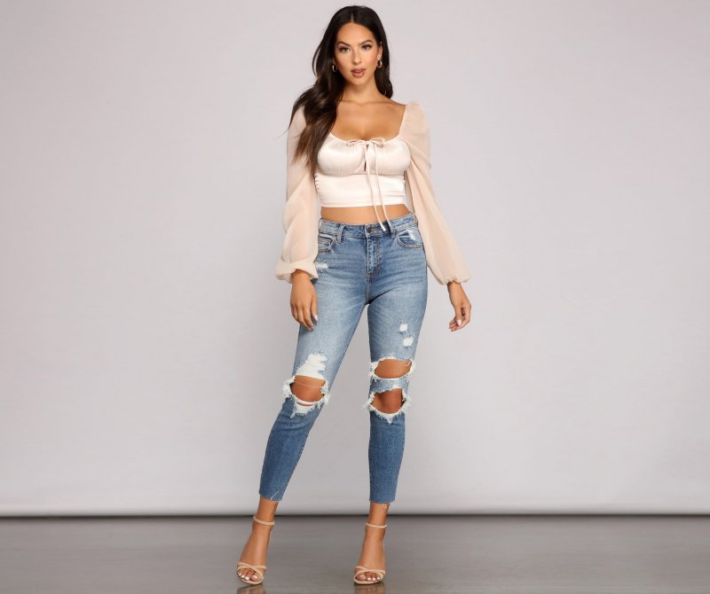 TableClothsUs Stylish Sweetheart Satin Crop Top