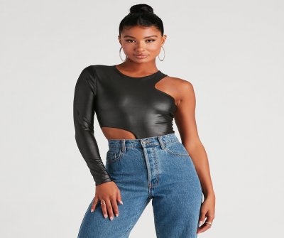 TableClothsUs My Edgy Side One Shoulder Bodysuit