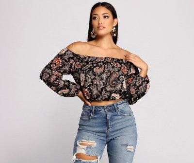 TableClothsUs Free Sprit Paisley Crop Top