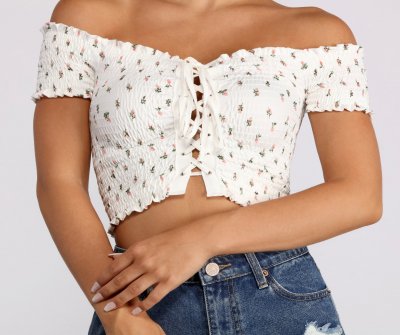 TableClothsUs Flower Girl Lace Up Crop Top - 060012211999