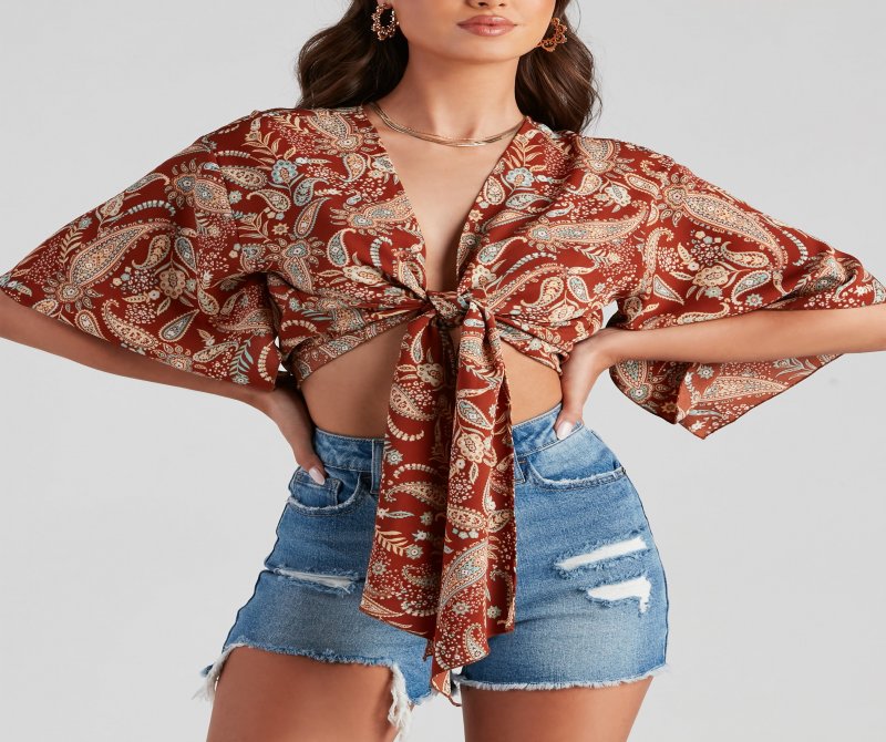 TableClothsUs Palisades Paisley Tie-Front Top