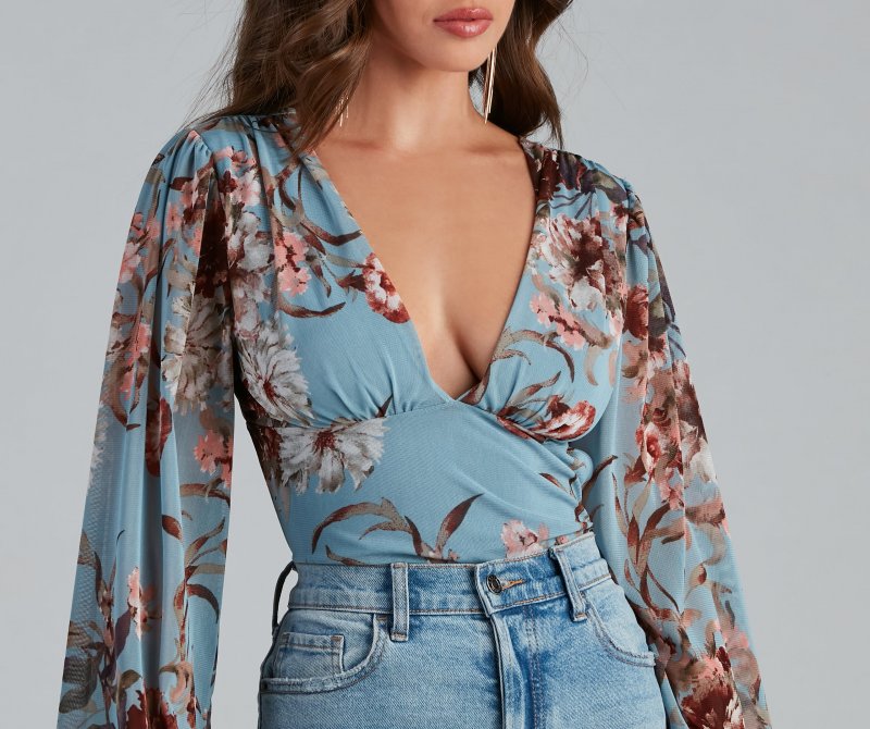 TableClothsUs Blooming Chic Floral Bodysuit