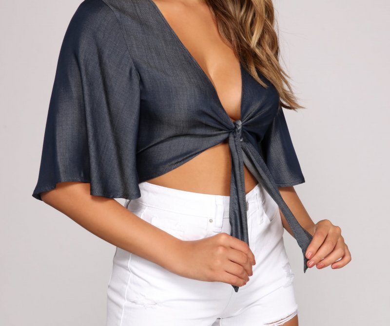 TableClothsUs Flirty And Fluttery Tie Front Top