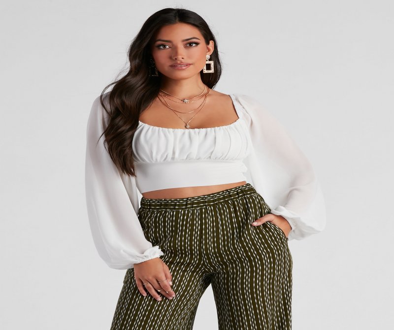 TableClothsUs Chic Airy Chiffon Cropped Blouse