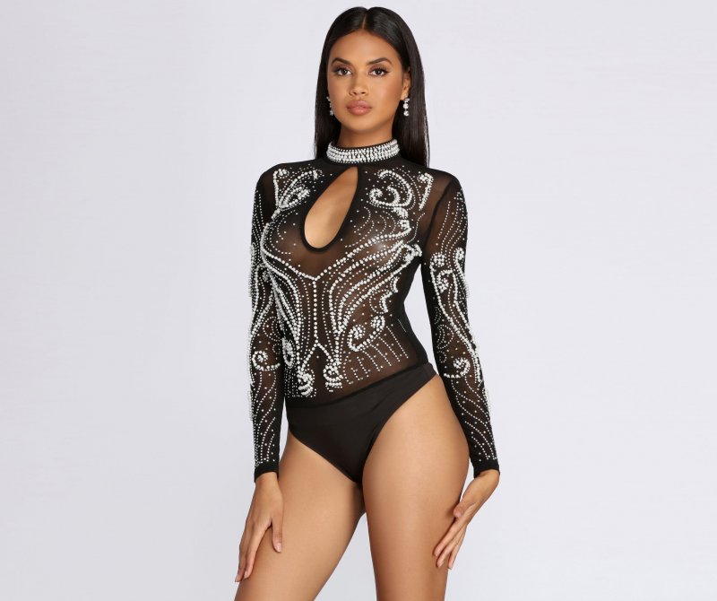 TableClothsUs Pearls On Pearls Sheer Bodysuit