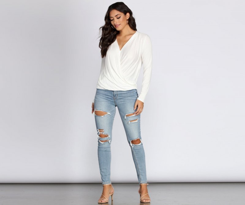 TableClothsUs Knit Wrap Front Blouse