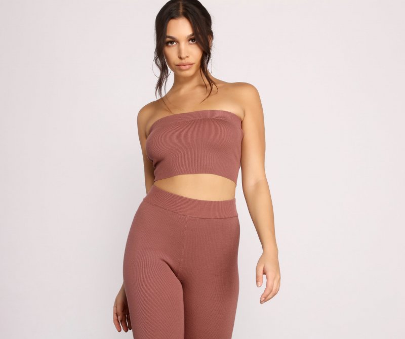 TableClothsUs Keeping Knit Casual Crop Tube Top