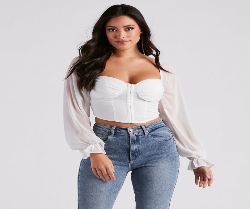 TableClothsUs Breezy Chiffon Cropped Corset Blouse