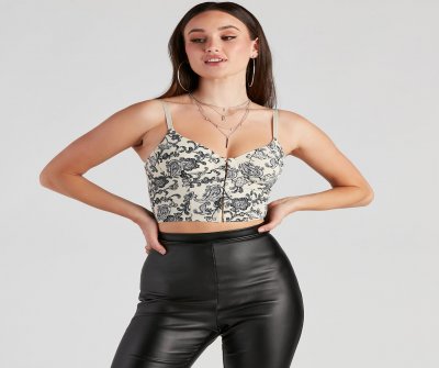 TableClothsUs Vibe In Paisley Corset Crop Top