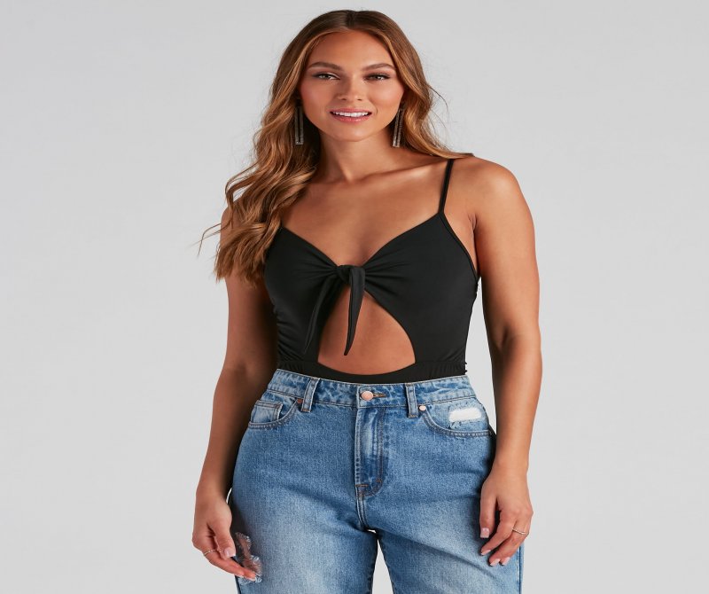 TableClothsUs Tied To You V-Neck Cutout Bodysuit