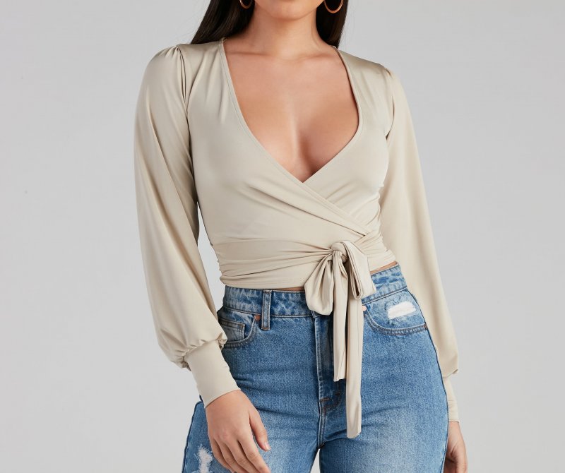 TableClothsUs Slinky Knit Wrap Front Top