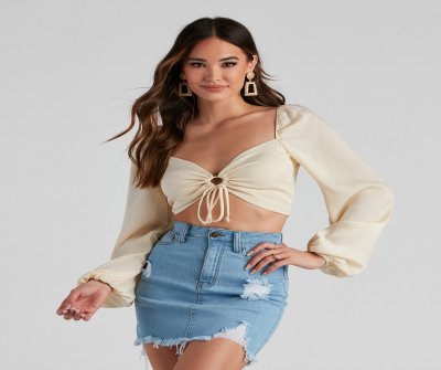 TableClothsUs Silky Splendor Tie-Front Crop Top