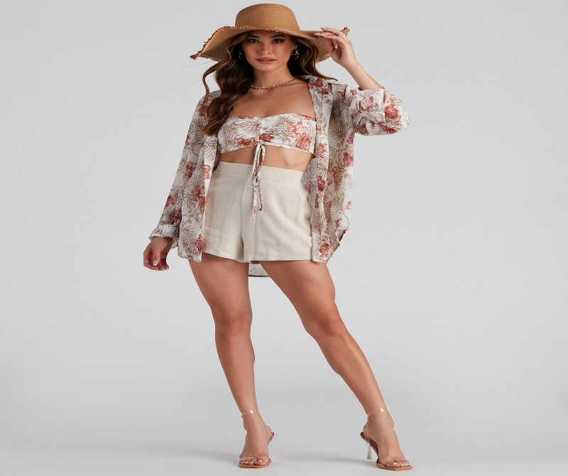 TableClothsUs Blushing Tropics Bandeau Top